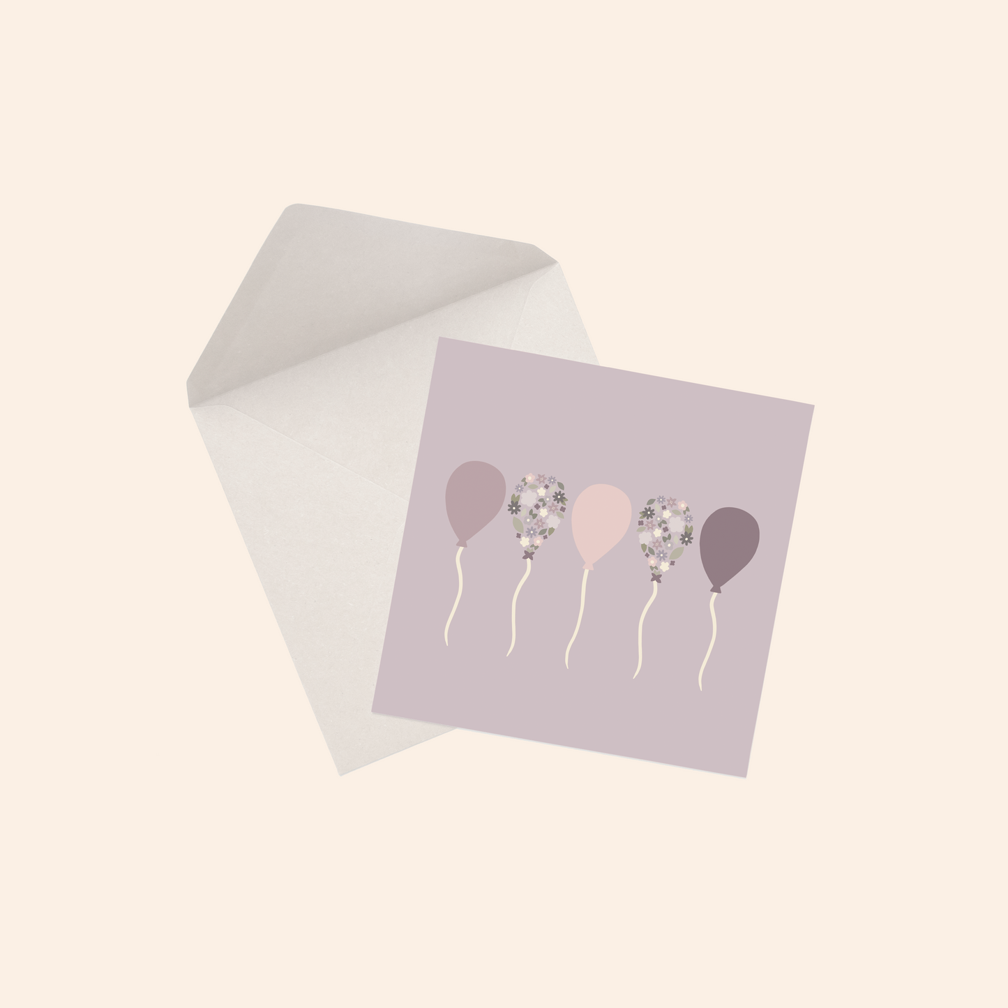 Purple Floating Balloons Greeting Card