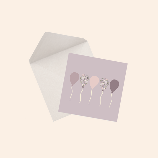 Purple Floating Balloons Greeting Card